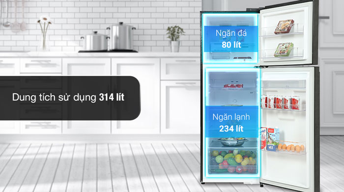 Tủ lạnh LG inverter 314 lít GN-D312BL có dung tích lớn