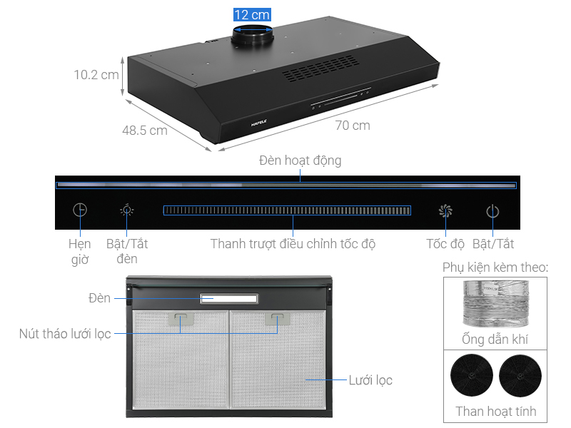 Máy hút mùi âm tủ Hafele HC-B705B