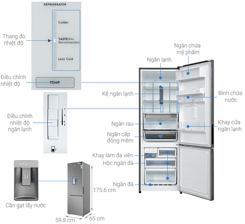 Cấu tạo của Tủ lạnh Electrolux Inverter 335 lít EBB3742K A