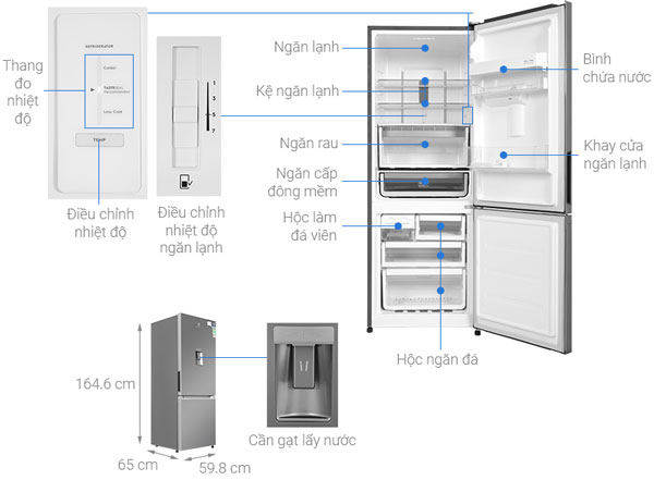 Cấu tạo của tủ lạnh Electrolux EBB3442K A