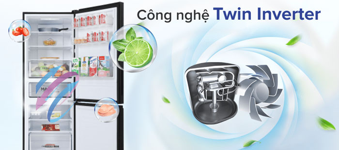 Tủ lạnh AQUA Inverter 292 lít AQR-B348MA(FB) sử dụng công nghệ Inverter