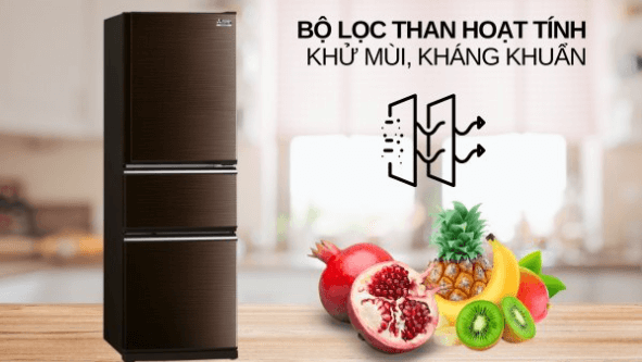 Tủ lạnh 3 cánh MR-CX41ER-BRW-V của Mitsubishi Electric có khả năng kháng khuẩn, khử mùi mạnh mẽ