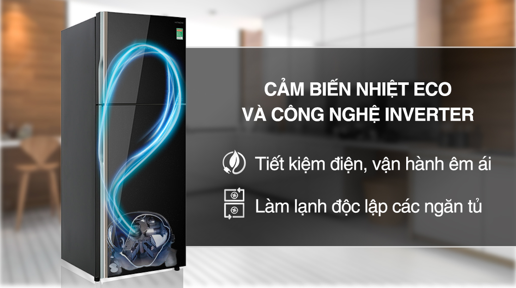 Tủ lạnh Hitachi FVX480PGV9(GBK) tích hợp công nghệ Inverter kết hợp cảm biến Eco tiết kiệm điện hiệu quả