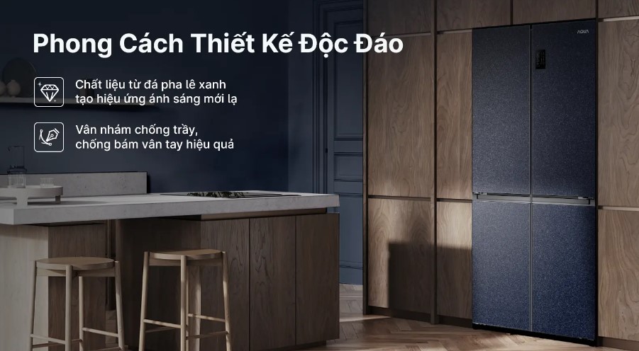 Phong cách thiết kế sang trọng của tủ lạnh Aqua AQR-M466XA(CBC)