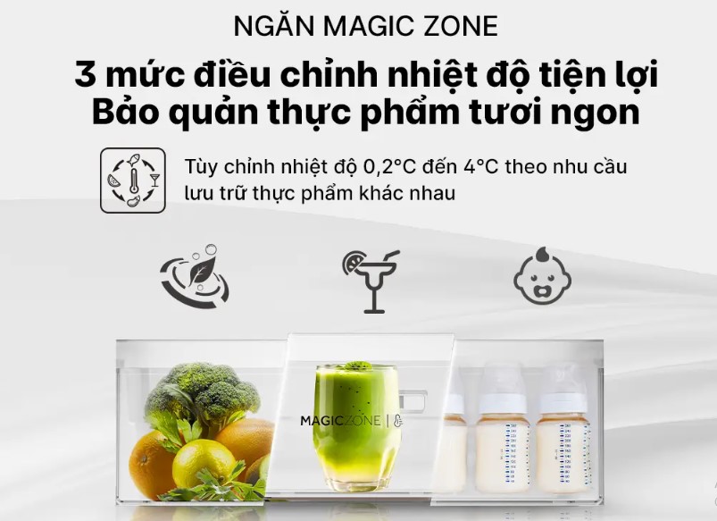 Tủ lạnh Aqua Inverter 410 lít AQR-M466XA(CBC) có ngăn Magic Zone đa dụng