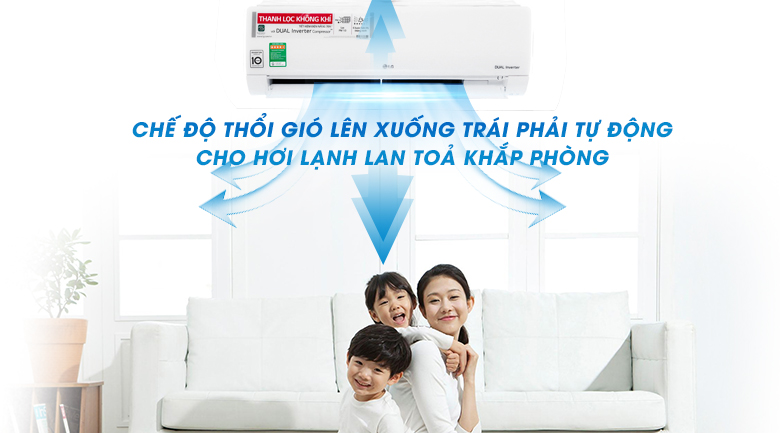 Điều hòa LG Inverter V10AP được trang bị cánh đảo gió 4 chiều