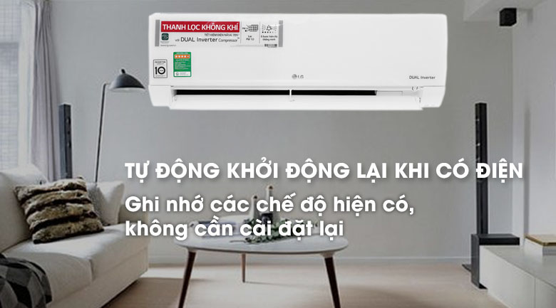 Điều hòa LG còn có tính năng tự khởi động lại khi có điện rất tiện lợi