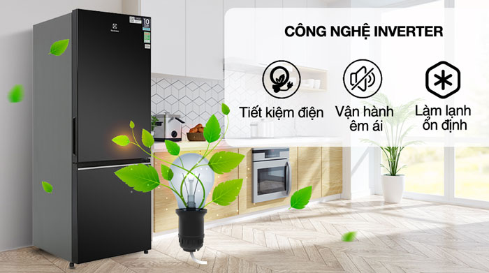 tủ lạnh 2 cánh Electrolux 308 lít EBB3402K-H có khả năng tiết kiệm điện năng