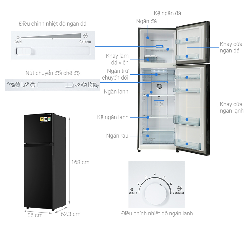 Tổng quan tủ lạnh 2 cánh Hitachi Inverter 260 lít HRTN5275MFUVN