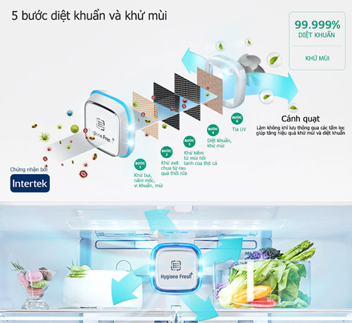 Tủ lạnh LG GR-D247JS còn được trang bị hệ thống kháng khuẩn khử mùi mạnh mẽ Hygiene Fresh