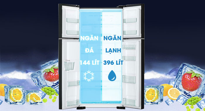 Tủ lạnh Hitachi Inverter 540 lít R-FW690PGV7X (GBW) có dung tích sử dụng là 540 lít