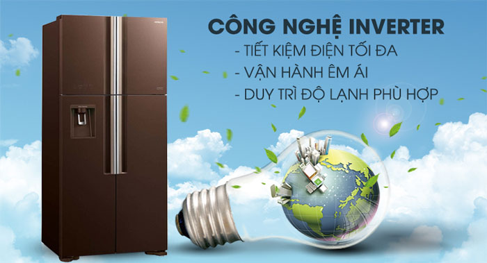 Tủ lạnh Hitachi Inverter 540 lít R FW690PGV7X GBW tiết kiệm điện năng hiệu quả