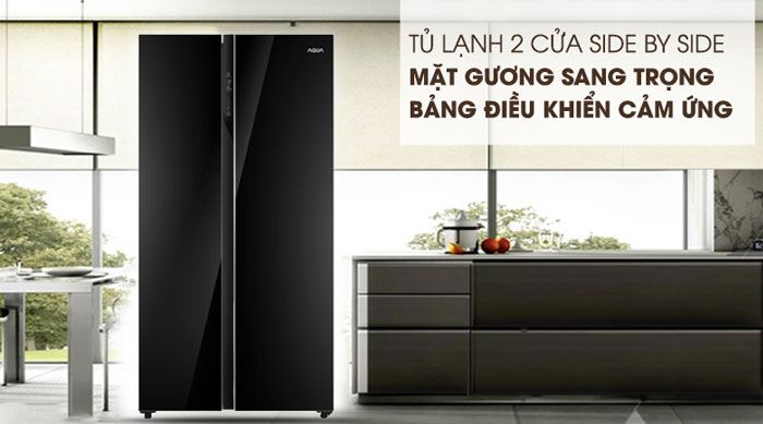 Tủ lạnh AQUA AQR IG696FS có thiết kế side by side hiện đại 