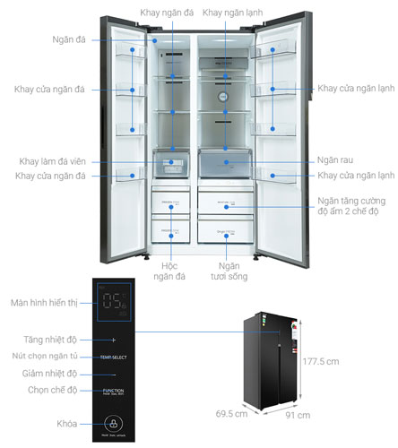 Các bộ phận của tủ lạnh Toshiba Inverter 596 lít GR RS780WWI PGV 22 XK