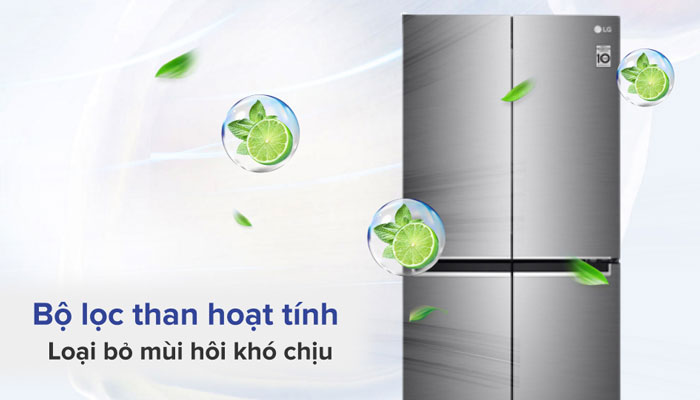 tủ lạnh 4 cánh LG GR-B53PS có khả năng kháng khuẩn, khử mùi hiệu quả