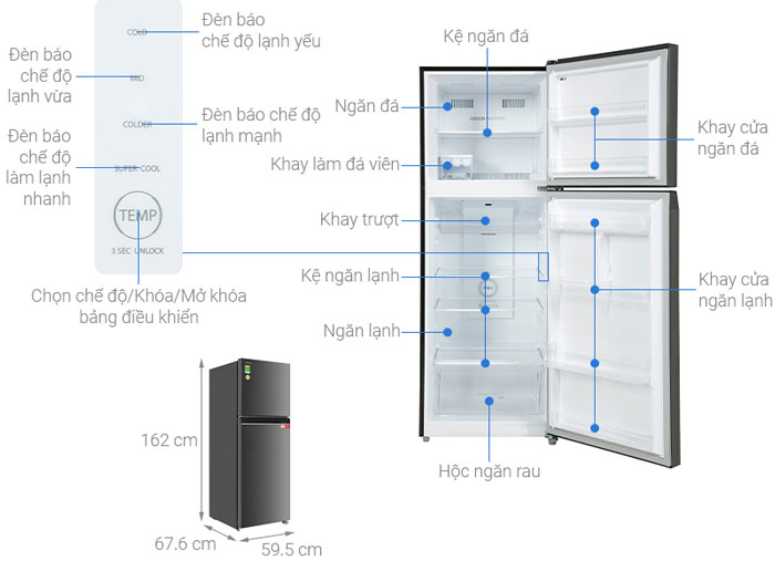 Cấu tạo của Tủ lạnh Toshiba GR RT416WE PMV58 MM
