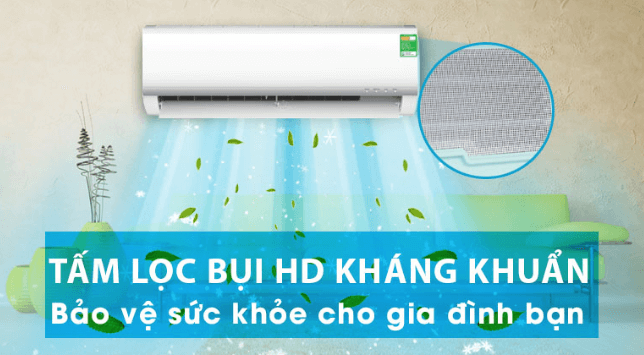 Điều hòa 1 chiều Midea 9.000BTU MSAFG-10CRN8 được trang bị tấm lọc bụi 2 lớp HD 