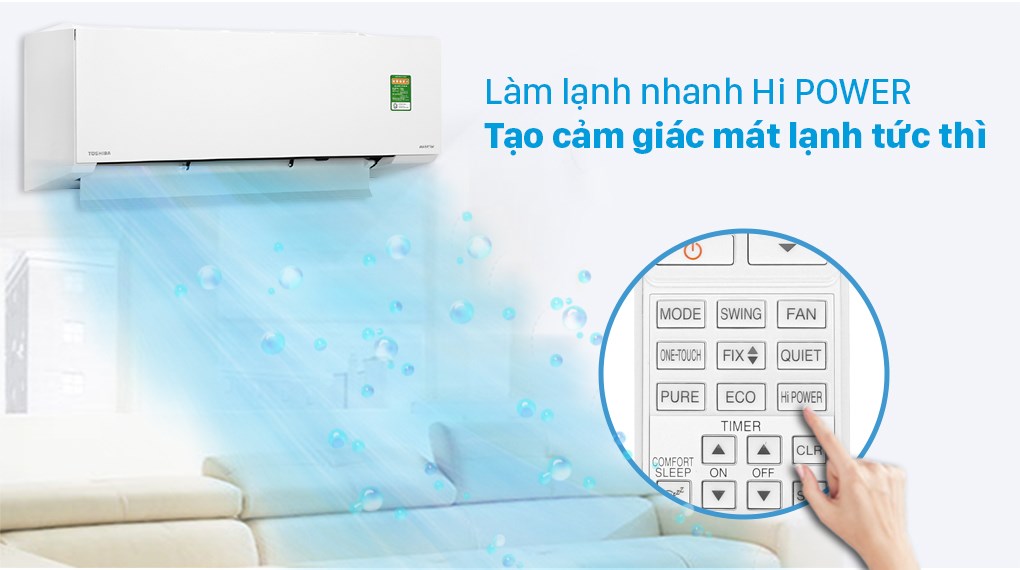 Máy lạnh Toshiba Inverter RAS-H24E2KCVG-V làm lạnh nhanh chóng với chế độ Hi-Power