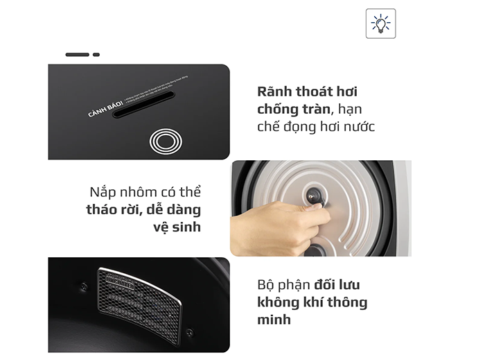 Các bộ phận bên trong nồi cơm điện Olivo RC86