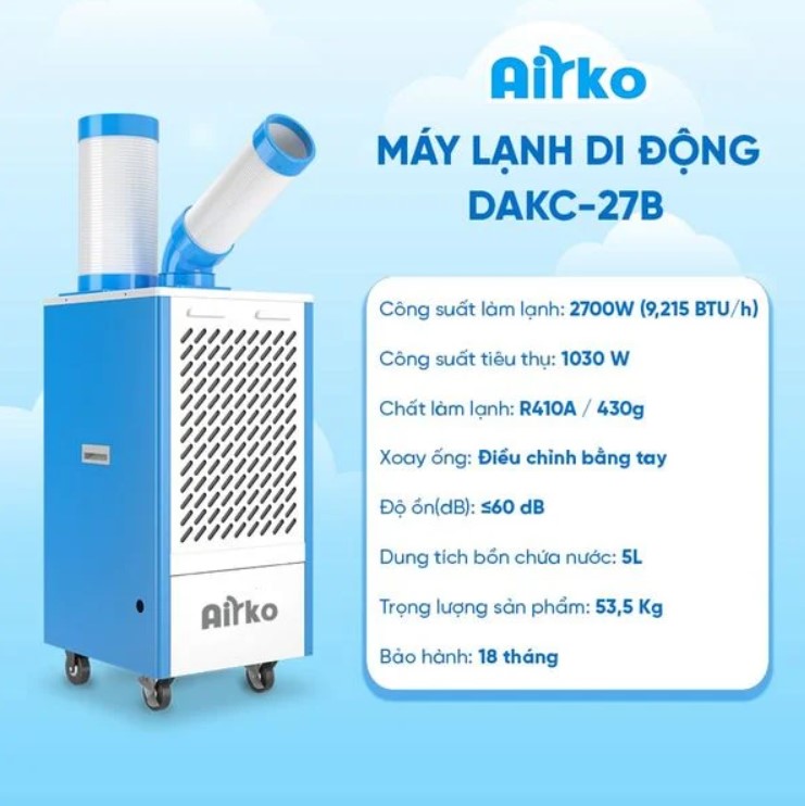 Tổng quan máy lạnh di động công nghiệp Dorosin Airko DAKC-27B