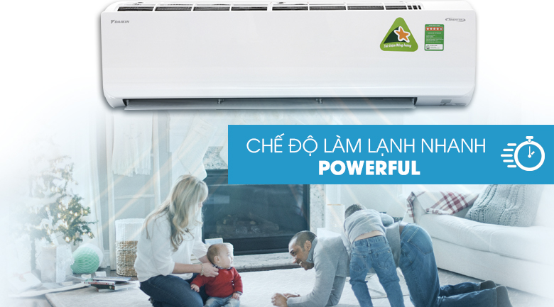 Máy lạnh Daikin FTKC60UVMV có chế độ làm lạnh nhanh Powerful hạ nhiệt phòng cấp tốc