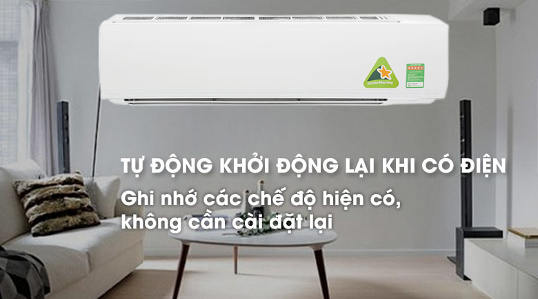 Máy lạnh Daikin Inverter 2.5HP FTKC60UVMV có thể tự khởi động lại khi có điện