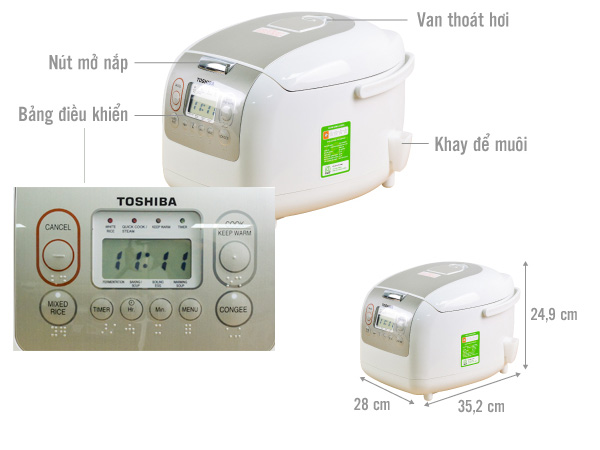 Nồi cơm điện tử 1.8 lít Toshiba RC-18NTFV(W)/RC-18NTF(W)