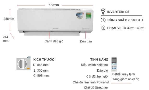 Máy lạnh Daikin Inverter 2,5HP FTKF60XVMV