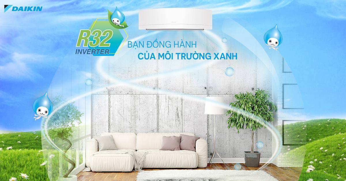 Điều hòa 1 chiều Daikin 18.000 BTU FTF50XV1V sử dụng gas R32 thân thiện với môi trường