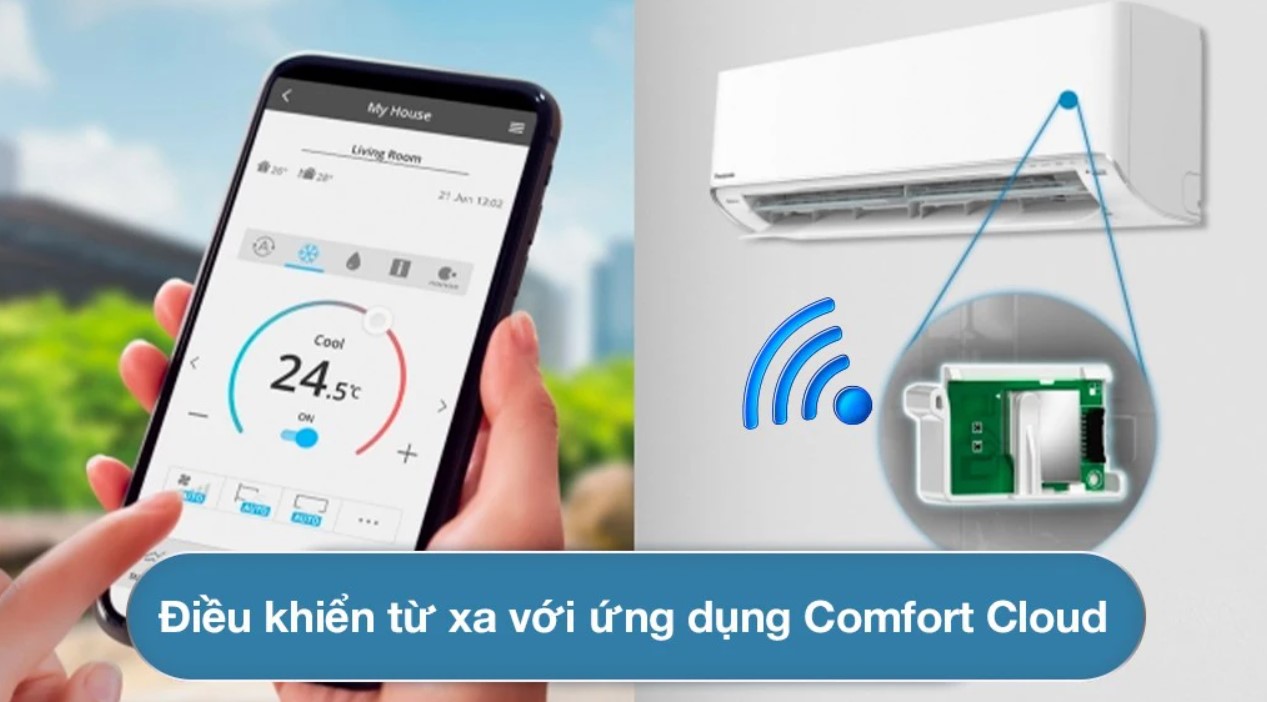 Điều hòa 1 chiều Panasonic Inverter CS-U24ZKH-8 có thể kết nối với điện thoại