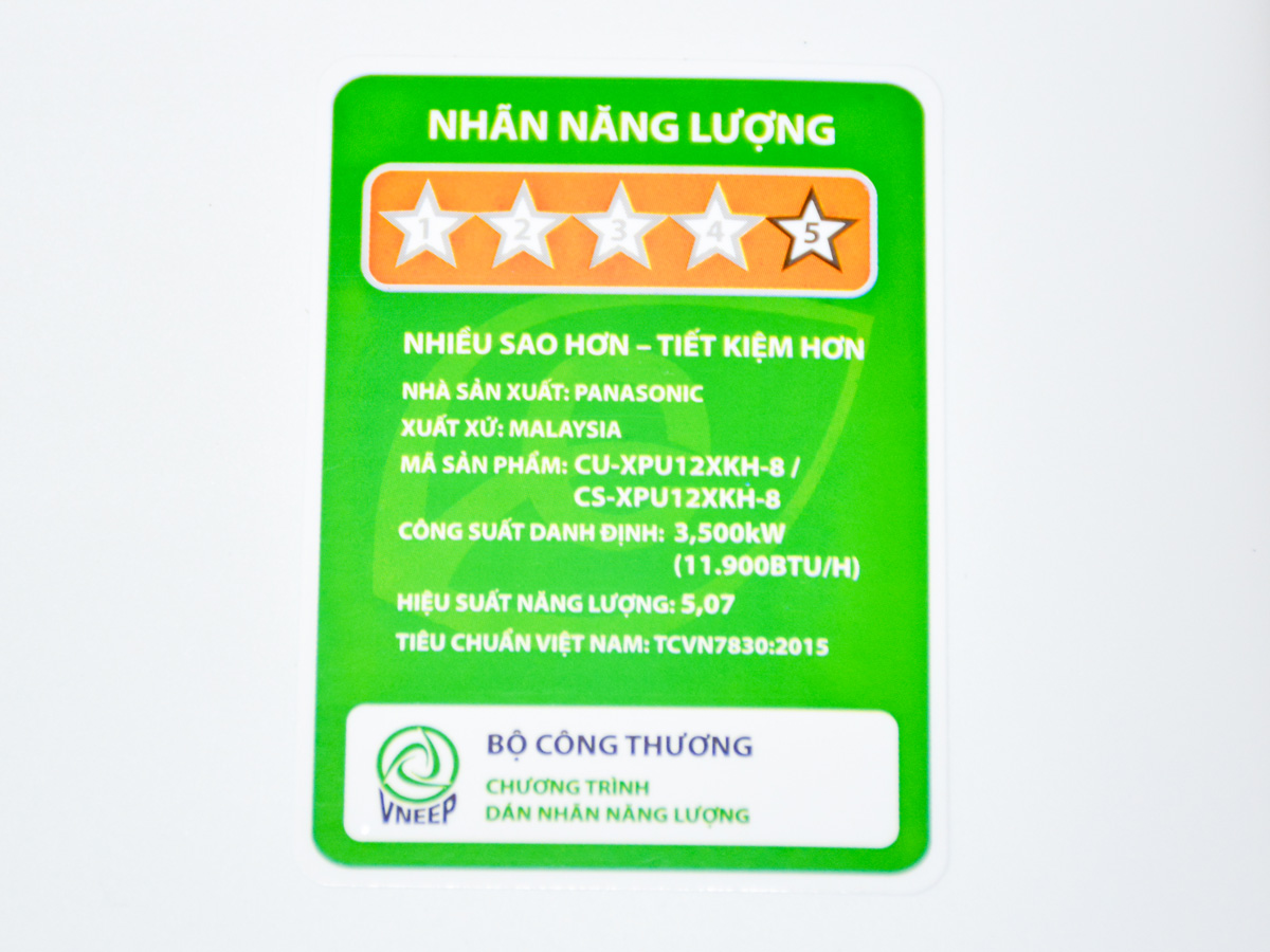 Nhãn năng lượng điều hòa CU/CS-XPU12XKH-8