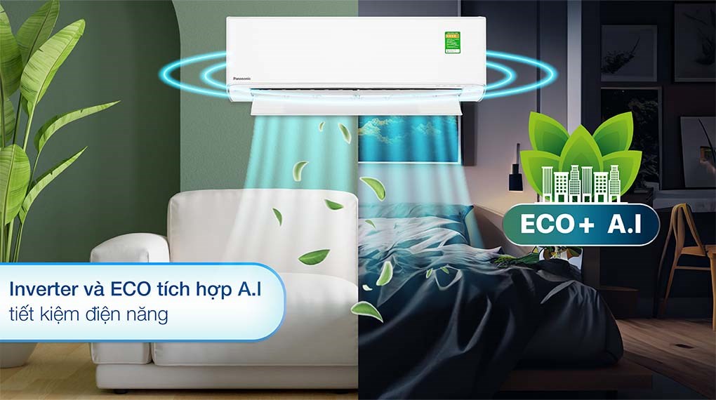 Máy lạnh Panasonic Inverter 2,5HP CU/CS-XU24ZKH-8 sử dụng công nghệ Inverter kết hợp AI ECO tiết kiệm điện tới 20%