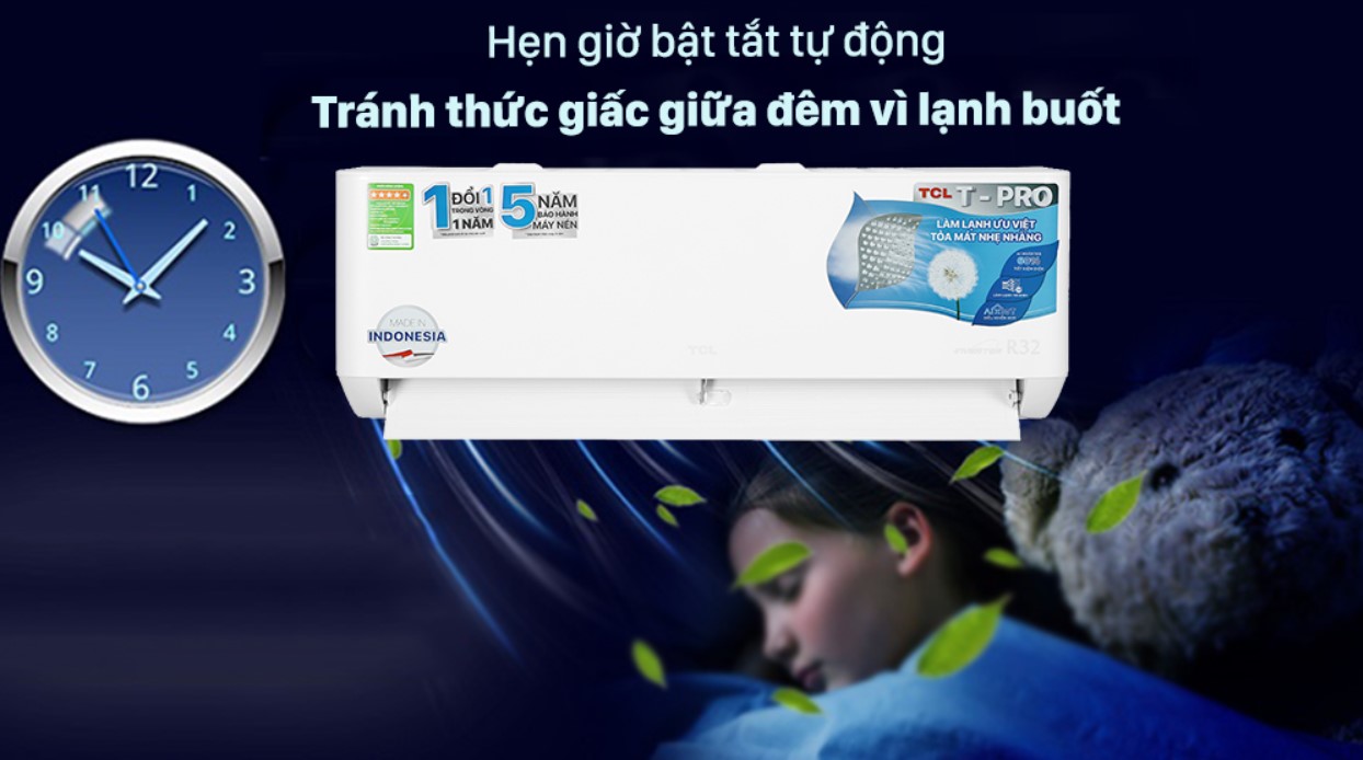 Người dùng điều hòa TCL TAC-18CSD/TPG31 có thể hẹn giờ bật/tắt thiết bị dễ dàng