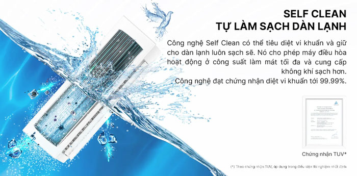 Điều hòa AQA-RV10QC2U/RV10QC2N của AQUA có khả năng làm sạch dàn lạnh tự động