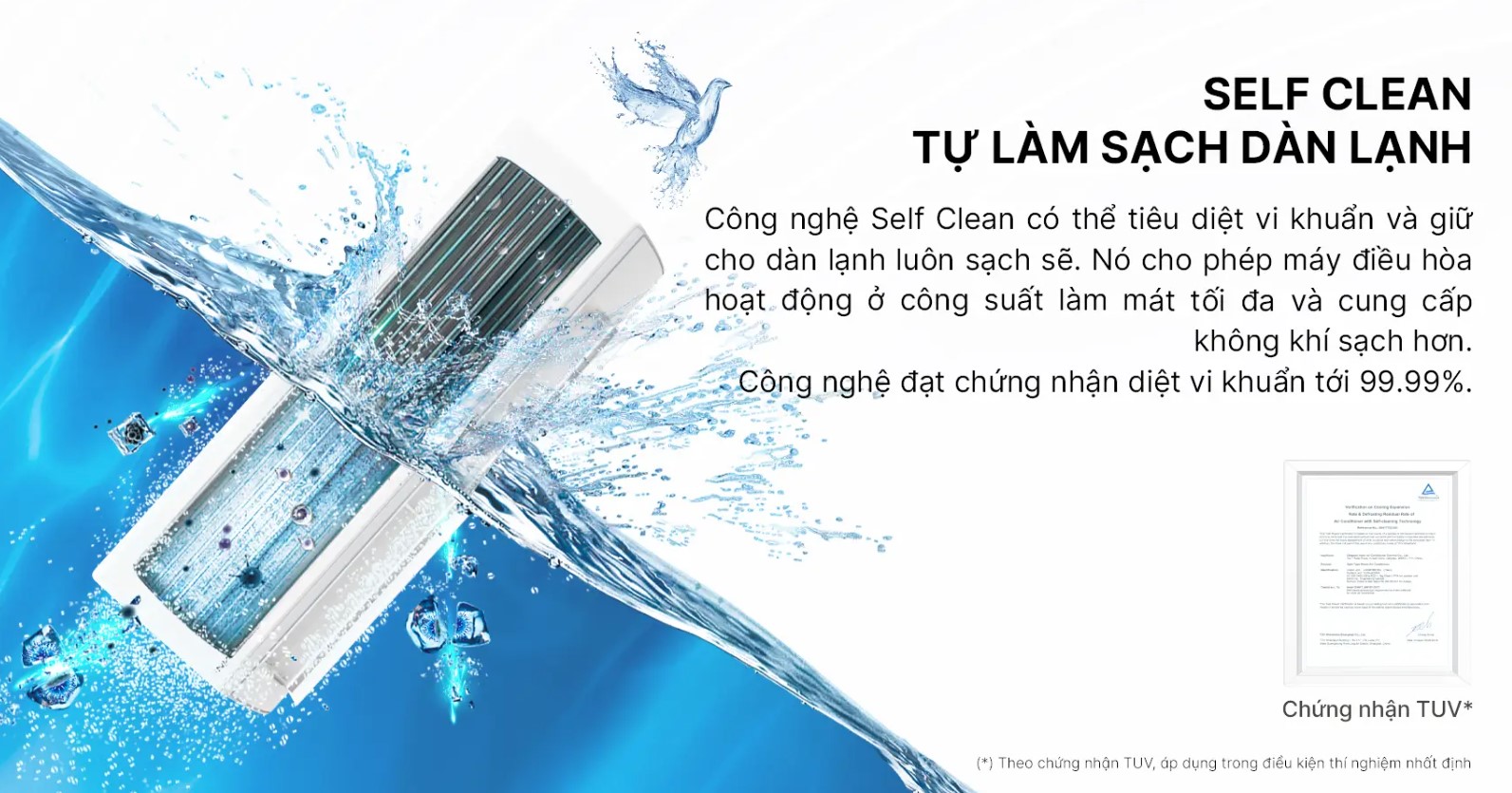 Máy lạnh Aqua AQA-RUV10RB2 có thể tự động vệ sinh dàn lạnh đơn giản, nhanh chóng