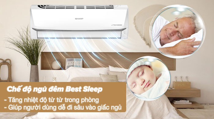 máy lạnh Sharp AH X13ZEW có chế độ ngủ đêm Best Sleep