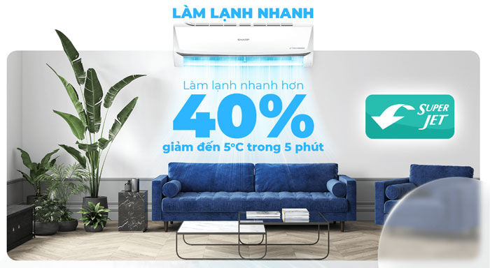 Máy lạnh Sharp AH X13ZEW có khả năng làm lạnh nhanh