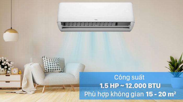 máy lạnh TCL TAC 13CSD TPG21 phù hợp với không gian phòng từ 15 - 20m2