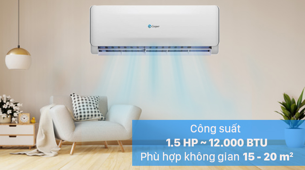 Điều hòa 2 chiều Casper 12.000 BTU EH-12TL22 phù hợp với phòng dưới 20m