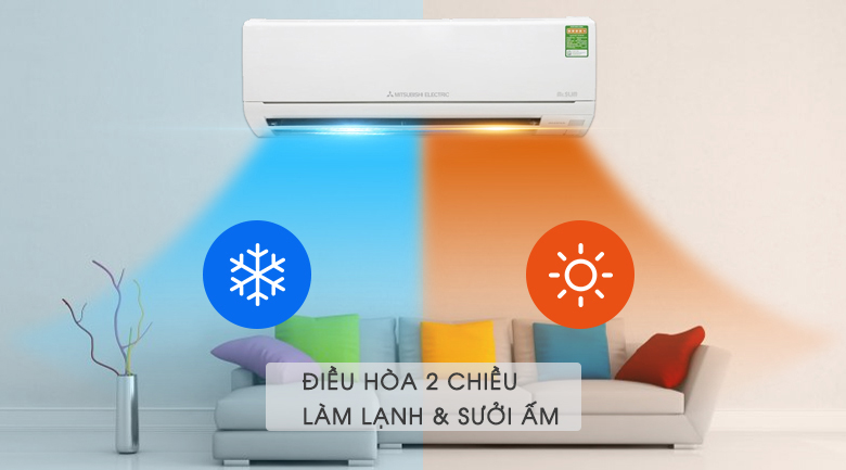 Điều hòa Mitsubishi Electric Inverter MSZ-HL25VA có thể làm lạnh - sưởi ấm 2 chiều