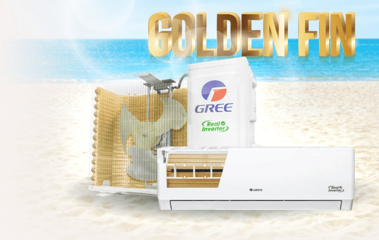 Dàn tản nhiệt của điều hòa Gree 24.000 BTU AMORE24HN được phủ lớp Golden fin