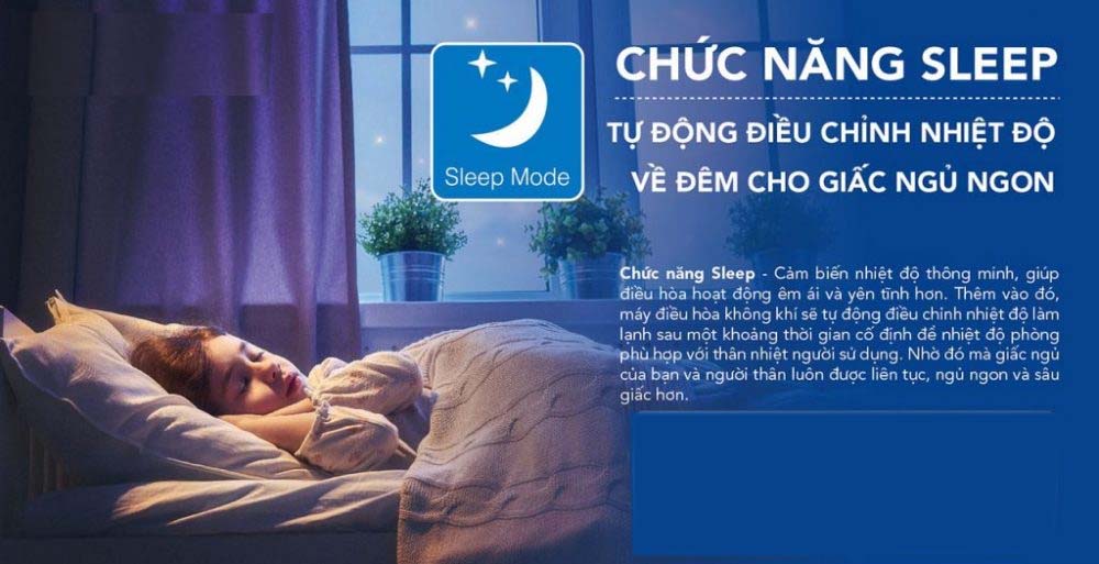 Chế độ SLEEP trên điều hòa Funiki FC36MMC1 đem lại sự thoải mái cho giấc ngủ