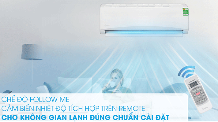 Điều hòa 1 chiều 2HP MSAFG-18CRN8 của Midea còn có chức năng Follow Me thông minh