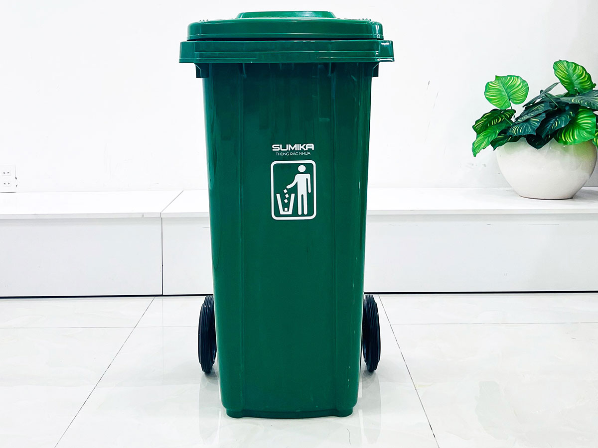 Thùng rác nhựa công nghiệp Sumika B120 (120 lít, Green)