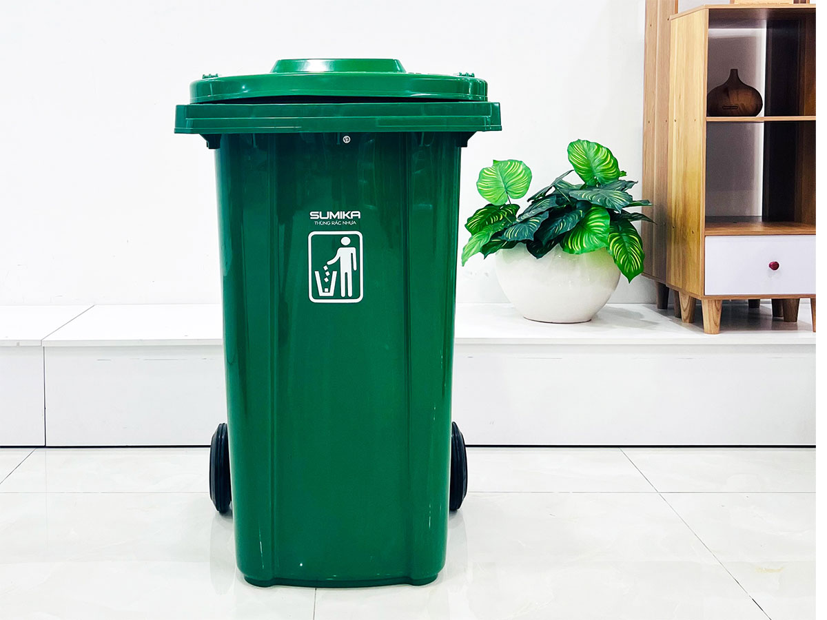 Thùng rác nhựa công nghiệp Sumika B240 - 240 lít (Green)