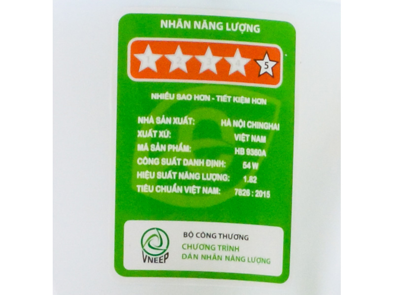 Nhãn năng lượng Quạt đảo trần Ching Hai HB9360A