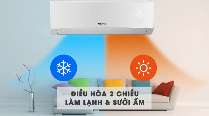 Điều hòa Gree 2 chiều 12.000 BTU AMORE12HN thích hợp sưởi ấm, làm mát cho phòng từ 15 - 20m2