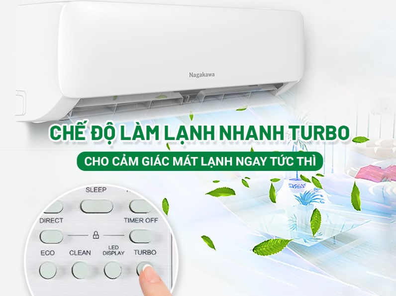 Điều hòa Nagakawa NIS-C24R2T31 được tích hợp chế độ làm lạnh nhanh Turbo