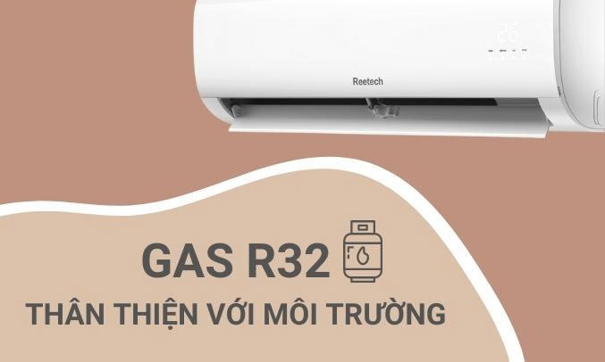 máy lạnh Reetech RT RC09 BK BT sử dụng gas R32 thân thiện