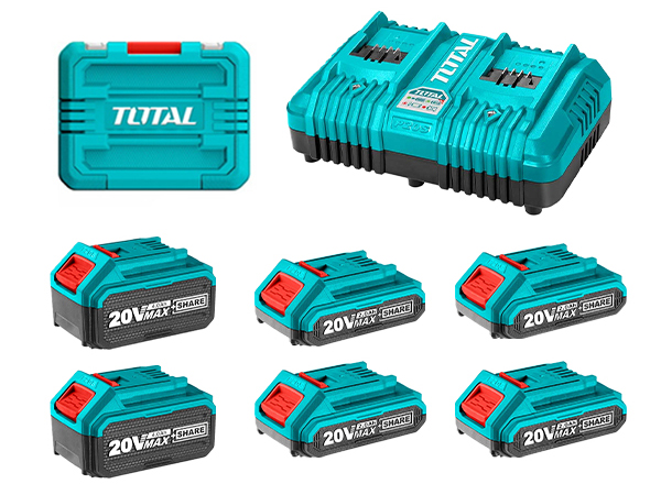 Bộ 7 pin và sạc Lithium-ion 20V Total TOSLI230701 (6 pin, 1 sạc)